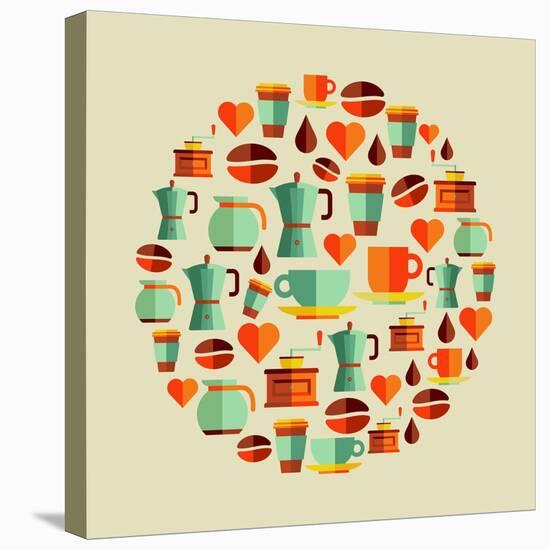 Coffee Elements Illustration-cienpies-Stretched Canvas