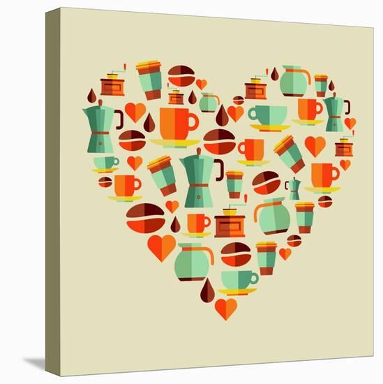 Coffee Love Beans Illustration-cienpies-Stretched Canvas