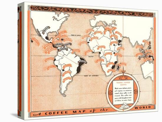 Coffee Map of the World-null-Stretched Canvas