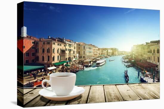 Coffee on Table and Venice in Sunset Time, Italy-Iakov Kalinin-Premier Image Canvas