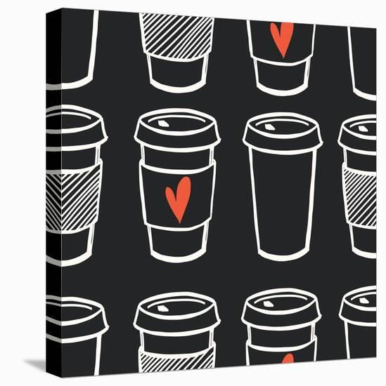 Coffee Pattern.-TashaNatasha-Stretched Canvas