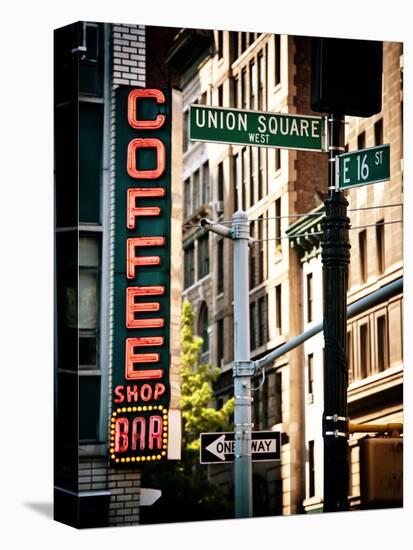 Coffee Shop Bar Sign, Union Square, Manhattan, New York, United States, Vintage Colors-Philippe Hugonnard-Premier Image Canvas