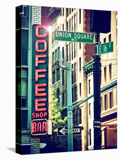 Coffee Shop Bar Sign, Union Square, Manhattan, New York, United States-Philippe Hugonnard-Premier Image Canvas