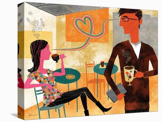 Coffeeshop Love-Richard Faust-Stretched Canvas