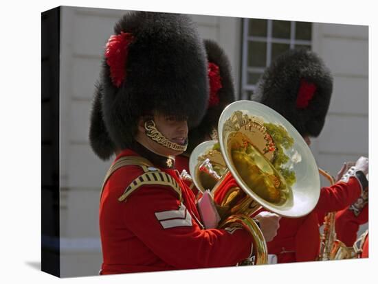 Coldstream Guards Band Practise at Wellington Barracks, Reflected in Brass Tuba, London, England-Walter Rawlings-Premier Image Canvas