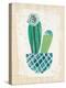 Collage Cactus II on Graph Paper Teal-Melissa Averinos-Stretched Canvas