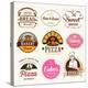 Collection of Bakery, CAKES and PIZZA Badges and Labels-Dejan Brkic-Stretched Canvas