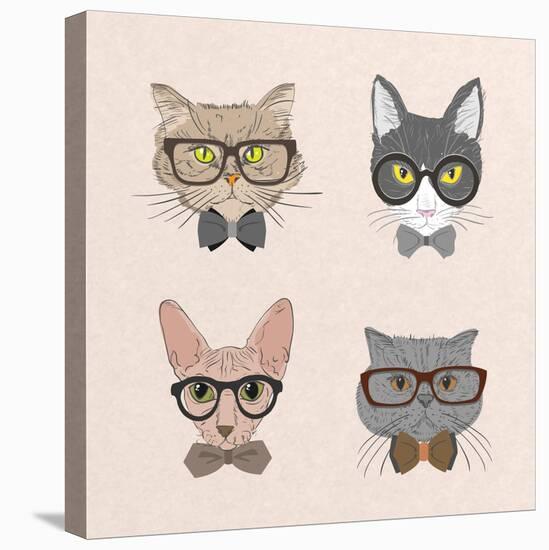 Collection of Hipster Cats-Macrovector-Stretched Canvas