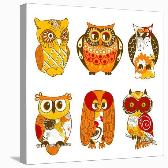 Collection of Six Different Owls-Alisa Foytik-Stretched Canvas