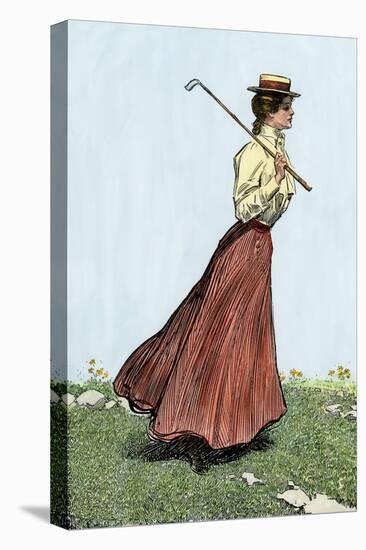 College Girl Playing Golf, Circa 1900-null-Premier Image Canvas