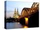 Cologne Cathedral and Hohenzollern Bridge at Night, Cologne, North Rhine Westphalia, Germany-Yadid Levy-Premier Image Canvas