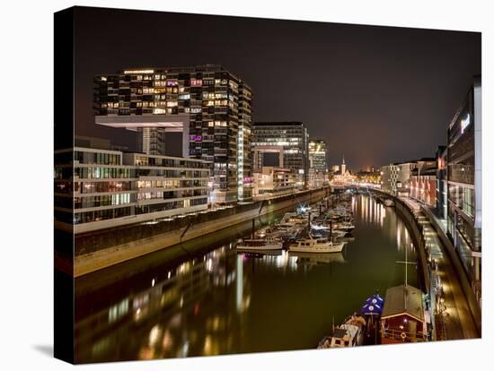 Cologne, Crane Houses in the Rheinauhafen, Dusk, Illuminated-Marc Gilsdorf-Premier Image Canvas