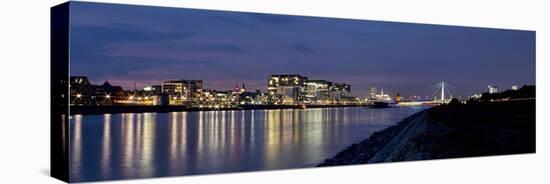 Cologne, Crane Houses on the Rhine, Dusk, Illuminated-Marc Gilsdorf-Premier Image Canvas