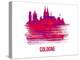 Cologne Skyline Brush Stroke - Red-NaxArt-Stretched Canvas