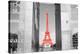 Color Pop, Eiffel Tower Paris France, Living Coral-null-Stretched Canvas