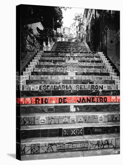 Color Pop, Low angle view of a staircase, Lapa Steps, Rio De Janeiro, Brazil, Living Coral-null-Premier Image Canvas