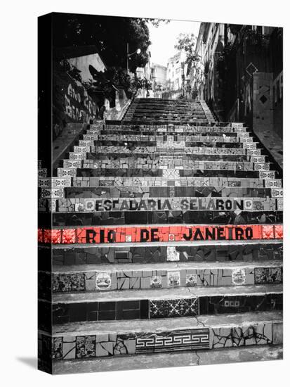 Color Pop, Low angle view of a staircase, Lapa Steps, Rio De Janeiro, Brazil, Living Coral-null-Premier Image Canvas