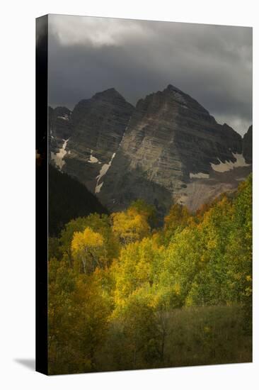 Colorado, Maroon Bells State Park. Storm over Maroon Bells Peaks-Don Grall-Premier Image Canvas