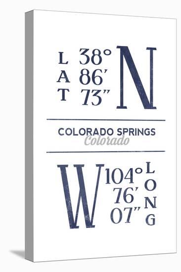 Colorado Springs, Colorado - Latitude and Longitude (Blue)-Lantern Press-Stretched Canvas