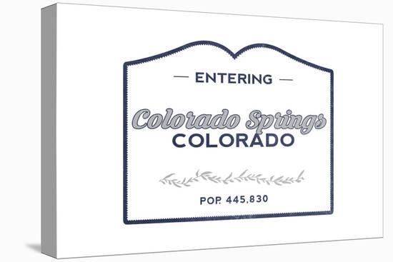 Colorado Springs, Colorado - Now Entering (Blue)-Lantern Press-Stretched Canvas