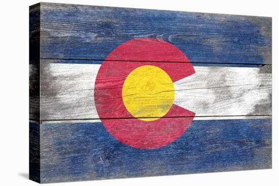 Colorado State Flag - Barnwood Painting (Image Only)-Lantern Press-Stretched Canvas