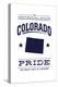 Colorado State Pride - Blue on White-Lantern Press-Stretched Canvas