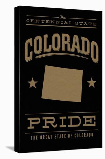 Colorado State Pride - Gold on Black-Lantern Press-Stretched Canvas