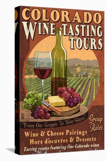 Colorado - Wine Tasting Vintage Sign-Lantern Press-Stretched Canvas