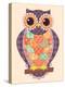 Colored Patchwork Owl-nad_o-Stretched Canvas
