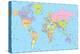 Colored World Map - Borders, Countries and Cities - Illustration-dikobraziy-Stretched Canvas