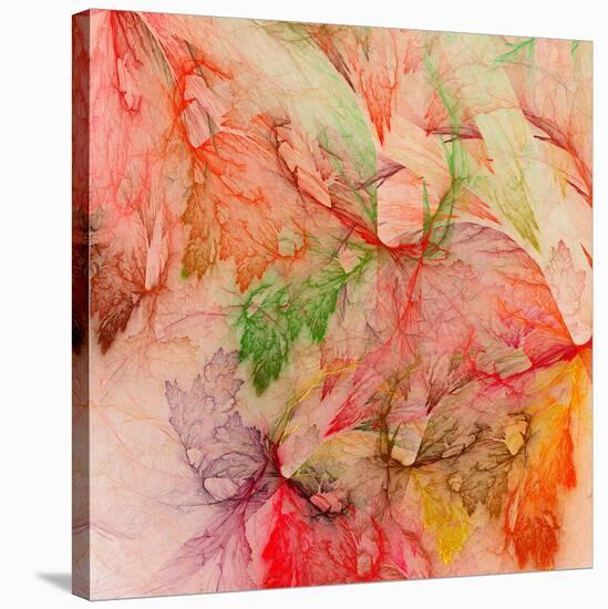 Colorful Abstract Leaf Collage-null-Stretched Canvas