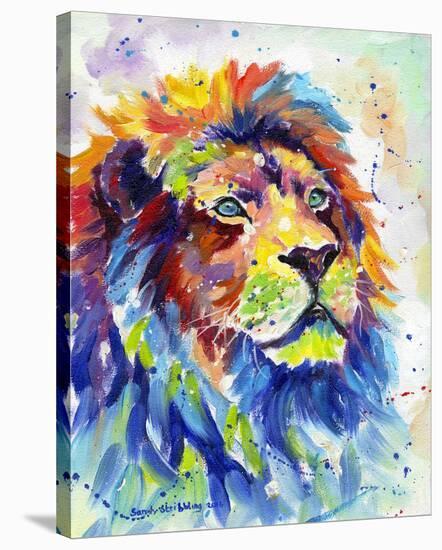 Colorful African Lion-Sarah Stribbling-Stretched Canvas