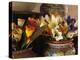 Colorful artificial flowers and pottery, Santa Fe, New Mexico, USA-Jerry Ginsberg-Premier Image Canvas