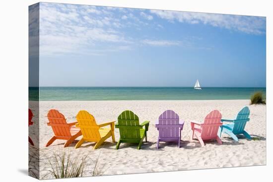 Colorful Beach Chairs-Lantern Press-Stretched Canvas