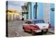 Colorful Buildings and 1958 Chevrolet Biscayne, Trinidad, Cuba-Adam Jones-Premier Image Canvas