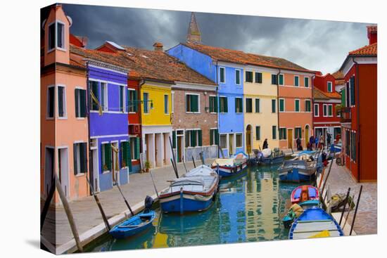 Colorful Buildings Line Canal with Boats, Burano Island, Venice, Italy-Jaynes Gallery-Premier Image Canvas