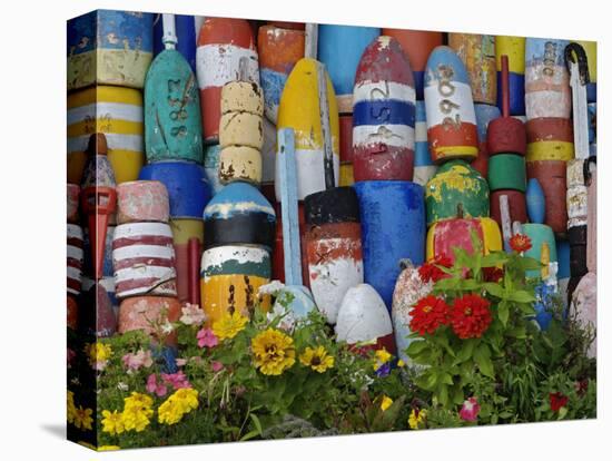 Colorful Buoys on Wall, Rockport, Massachusetts, USA-Adam Jones-Premier Image Canvas