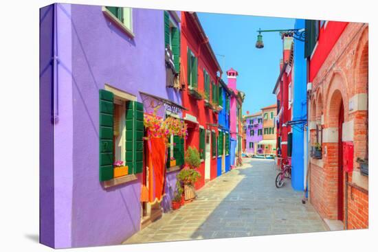 Colorful Houses on Burano Island, near Venice, Italy. Charming Street. Sunny Day.-Michal Bednarek-Premier Image Canvas
