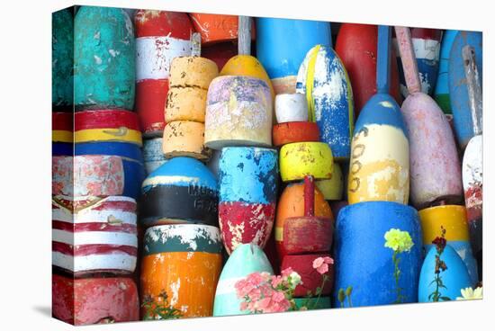 Colorful Lobster & Cod Buoys-null-Stretched Canvas