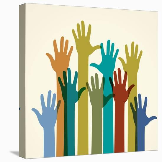 Colorful Raised Hands. the Concept of Diversity. Group of Hands. Giving Concept.-VLADGRIN-Stretched Canvas