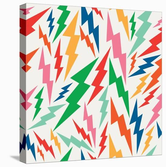 Colorful Retro Bolt Pattern-cienpies-Stretched Canvas