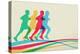 Colorful Runners Silhouette-cienpies-Stretched Canvas