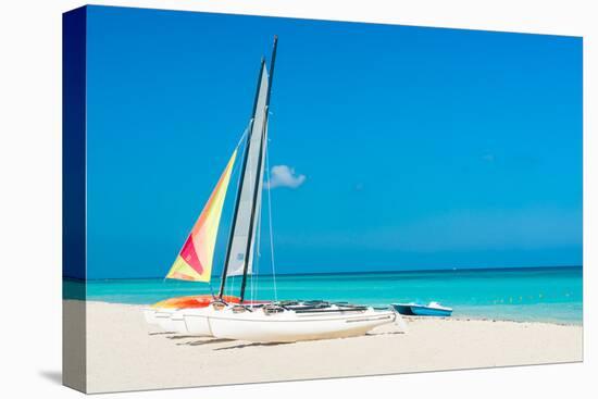 Colorful Sailing Boats for Rent on a Sunny Day at Varadero Beach in Cuba-Kamira-Premier Image Canvas