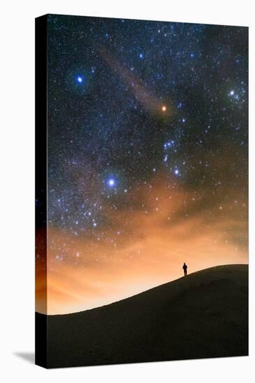 Colorful stars sky in White Sands Monument over Sand Dunes with silhouette and horizon air glow-David Chang-Premier Image Canvas