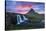 Colorful Sunset Over Mountains And A Waterfall In Iceland-Joe Azure-Stretched Canvas