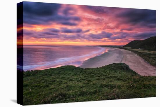 Colorful Sunset over the Beach in Rhossili on the Gower Peninsula, Wales, United Kingdom-Frances Gallogly-Premier Image Canvas