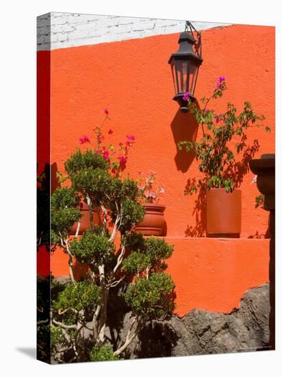 Colorful Wall with Lantern and Potted Plants, Guanajuato, Mexico-Julie Eggers-Premier Image Canvas