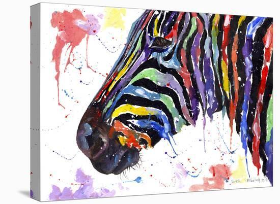 Colorful Zebra (Variant 1)-Sarah Stribbling-Stretched Canvas