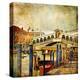 Colors Of Romantic Venice- Painting Style Series - Rialto Bridge-Maugli-l-Stretched Canvas