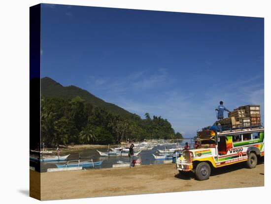 Colouful Jeepney Loading Up at Fishing Harbour, Sabang Town, Palawan, Philippines, Southeast Asia-Kober Christian-Premier Image Canvas